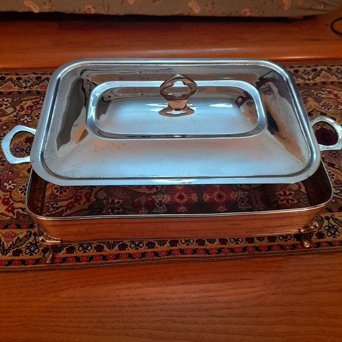 Silver-plated Pyrex base used with lid