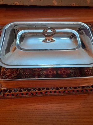 Silver-plated Pyrex base used with lid