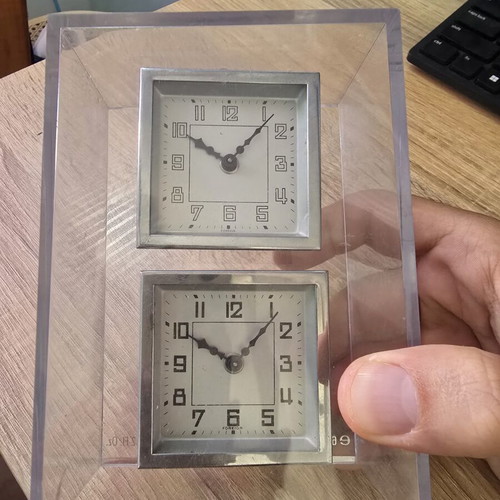 Vintage Art Deco Handmade Table Clock used, unique collectible