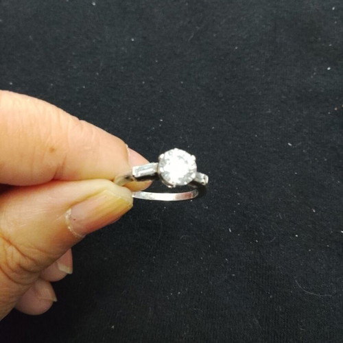 925 silver solitaire ring, large 20.2 mm