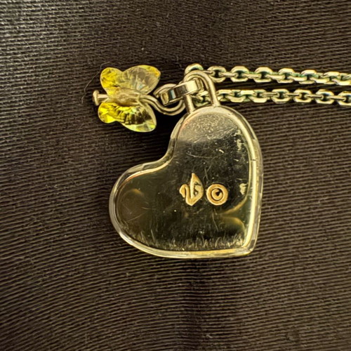 Swarovski necklace used with chain, lilac heart and butterfly