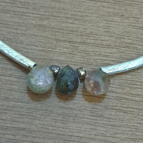 Bracelet with tourmaline, black agate, smoky quartz and silver like new