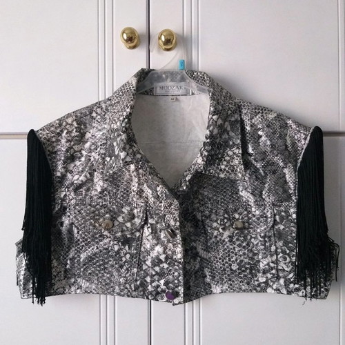 Jacket crop top with fringed sleeves, size M