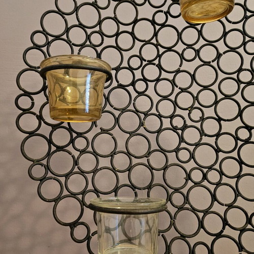 Metal and wood tealight candle holder like new
