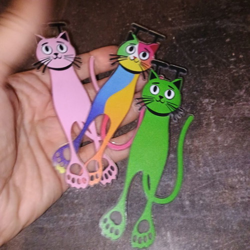 Colorful acrylic cat-shaped bookmarks