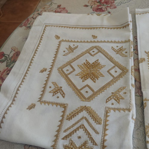Lefkadian embroidery set of three pieces, handmade, new