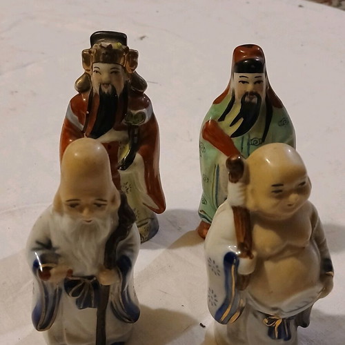 Chinese deities used, set of 4, porcelain miniatures