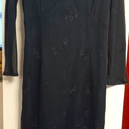 KATSIPI black evening dress with lace sleeves, size M