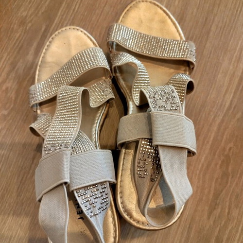 Jenny Fairy platform sandals like new, gold nude with rhinestones