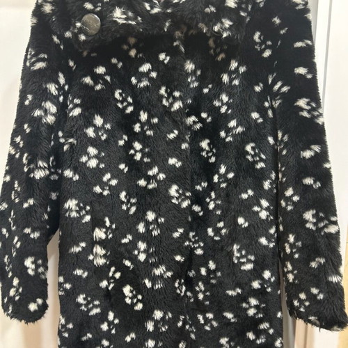 Women's coat used, black with white spots faux fur by Alex