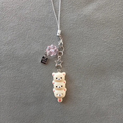 Teddy Bear Keychain new, white and pink