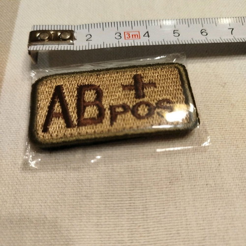 Blood type AB+ patch new with velcro