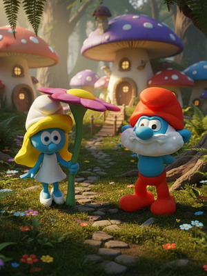 3D Printed Figures Barbastromf and Smurfette handmade, new