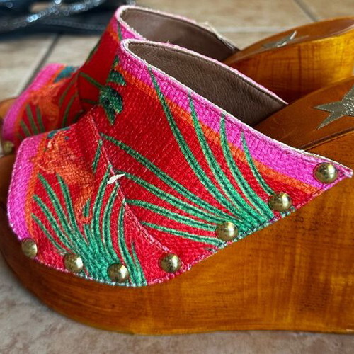 Pinup Star Vintage Mule Size 38 Like New Tropical Pattern