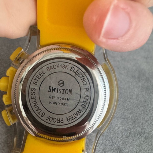Swiston SW-9004M yellow quartz watch like new unisex