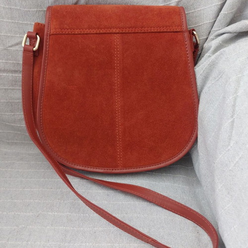 Asos leather shoulder bag, red-brown with tassel