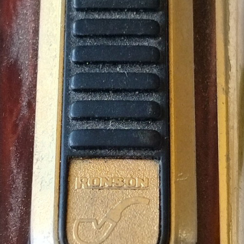 Ronson vintage pipe lighter used, woodgrain finish, 1970s