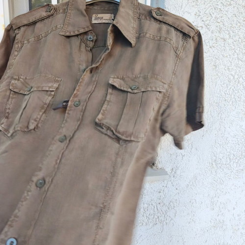 Men's linen shirt new, olive green, sizes L and M