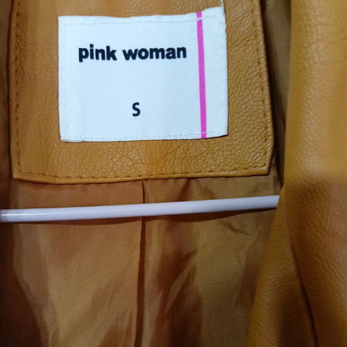 Pink Woman women's faux leather jacket size S like new, orange