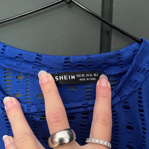 Shein top with off-shoulder design new, blue, size XS
