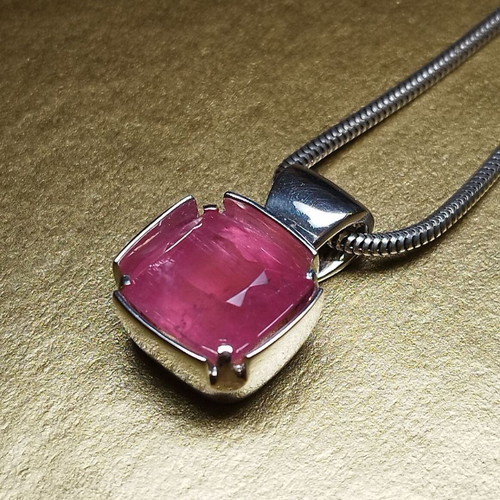 Handmade necklace with rare 10.75 carat Afghan rubellite