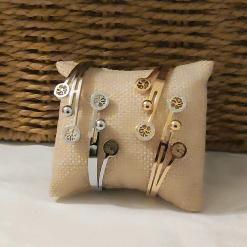 Steel handcuff bracelet new, gold and silver colors