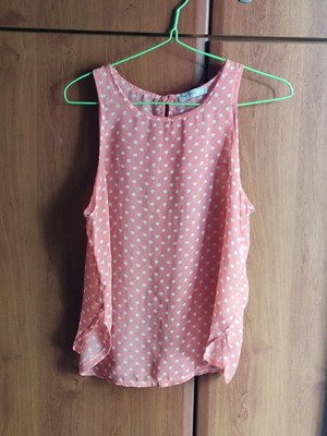 Pink Woman sleeveless blouse, white and pink, size L