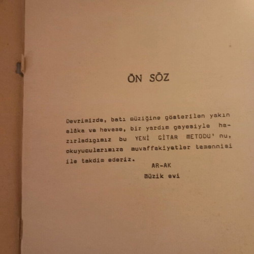 Vintage guitar method used, Turkish, electric and jazz