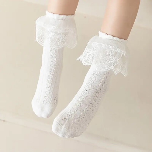 White socks with lace trim
