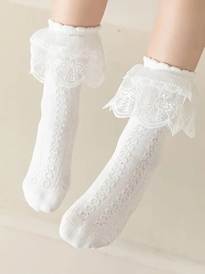 White socks with lace trim