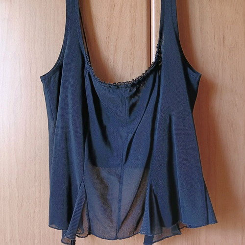 Blouse-bustier used, black tulle with built-in bra, size S