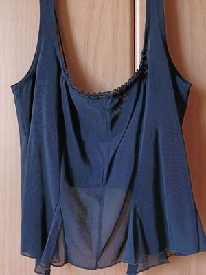 Blouse-bustier used, black tulle with built-in bra, size S