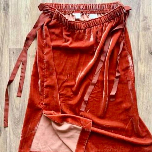 Midi velvet skirt H&M like new, orange-red with slits size M