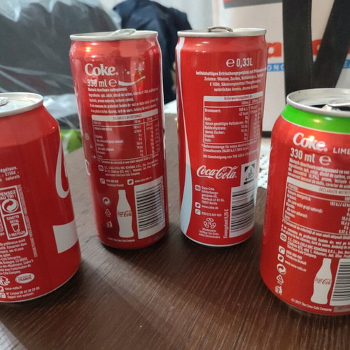 Coca Cola cans from European countries, pack of 3