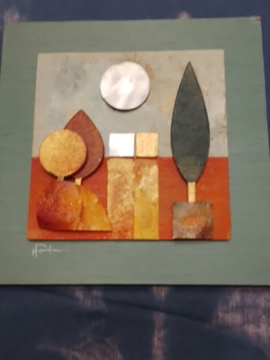 Metal and wood wall art frame, 20x20 cm