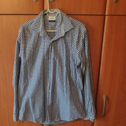 Men's shirt like new, size L, white and blue