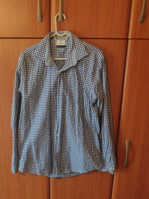 Men's shirt like new, size L, white and blue