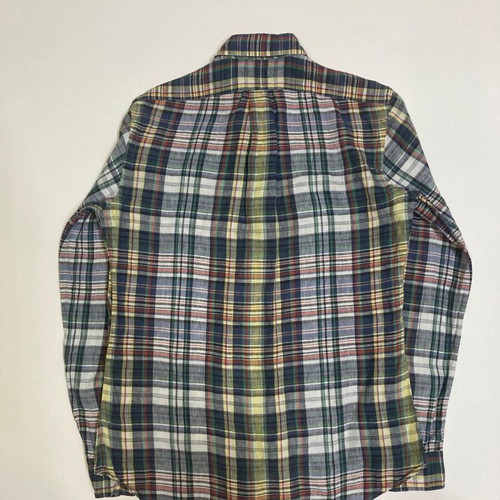 Ralph Lauren Oxford shirt, custom fit, green plaid, dark blue pony, size S