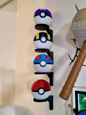 Set of 4 wall mounts for Pokeball