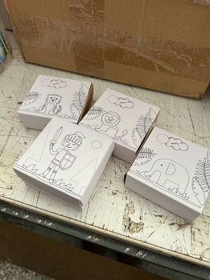 Painting boxes new, pack of 4, paper with various designs