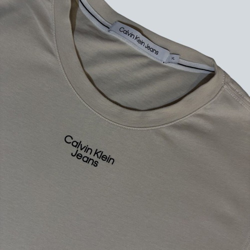 Calvin Klein Jeans men's t-shirt beige like new, size L/XL