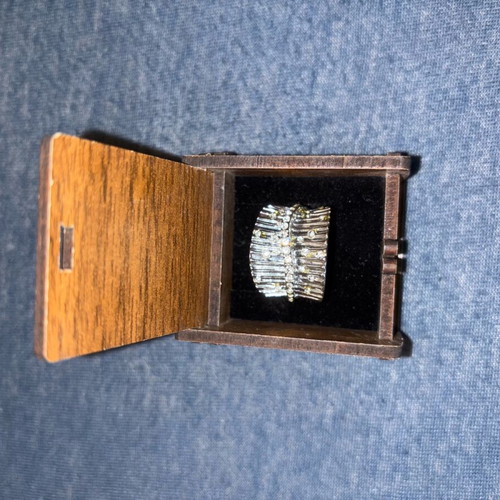 Silver ring with rhinestones like new, stainless steel