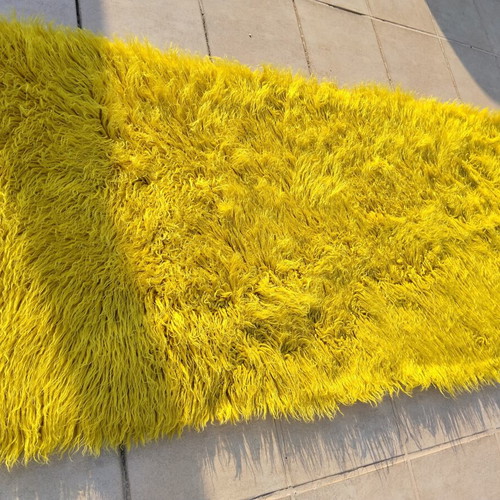 Traditional Flokati Velentza Rug Yellow 270x90 cm like new