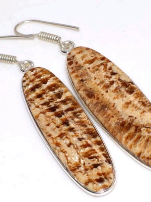 Aragonite Earrings 4.4cm height, 925 Silver, handmade, new