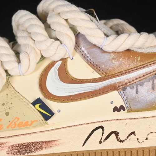 Nike Air Force 1 Milk Coffee Bear new hand-painted sneakers