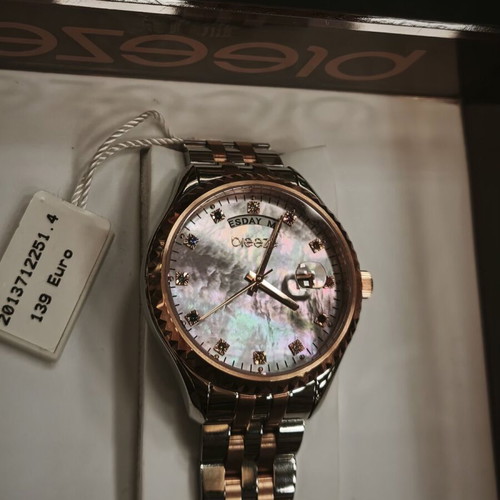 Breeze Two-Tone Women's Watch with Mother of Pearl Dial and Crystals, NOS