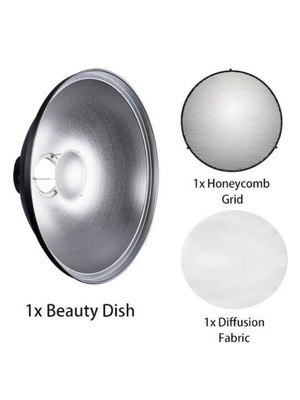 Beauty Dish 42cm Bowens Mount with Grid and Diffuser