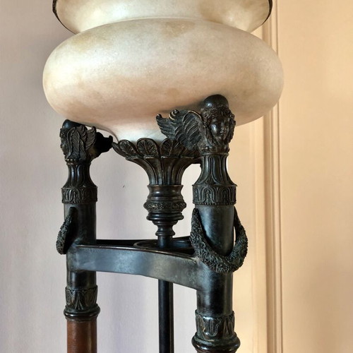 Floor lamp like new made of cast iron, marble and leather