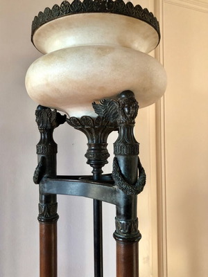 Floor lamp like new made of cast iron, marble and leather