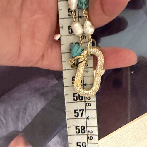 Handmade necklace with pearls, turquoise, and copper like new